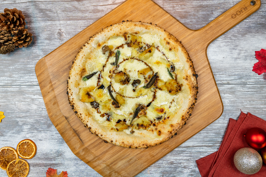 Crispy Roast Potato and Truffle Pizza with Brie and Sage